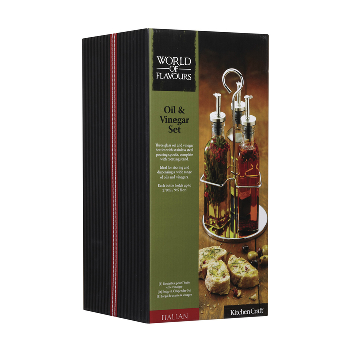 Набор для масла и уксуса на подставке Kitchen Craft WORLD OF FLAVOURS, 270 мл, 4 пр.