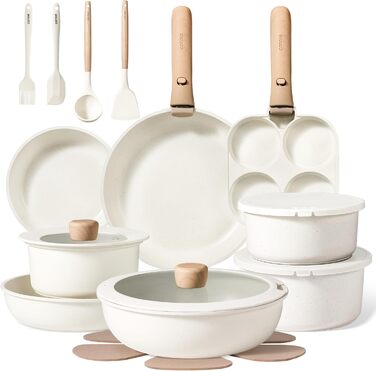 Набір кухонного посуду з 25 предметів, кремовий CAROTE