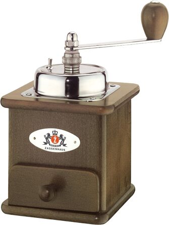 Ручна кавомолка Zassenhaus BRASILIA Темний морений бук 12 x 12,5 x 20 см для помелу кавових зерен Плавне регулювання помелу з оригінальною шліфувальною машиною Zassenhaus