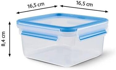 Набір контейнерів для зберігання продуктів EMSA Clip & Close, прямокутні, 5 x 0,8 л, коробки для зберігання, 100 герметичні, придатні для миття в посудомийній машині, морозильної камери та мікрохвильової печі, прозорі, сині, зроблені в Німеччині, N10307 (