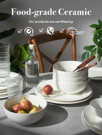 Набір з 4 великих мисок для супу 1,1 л, білий Dowan