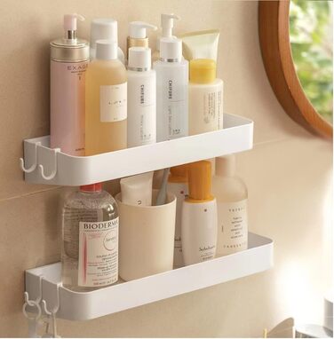 Полиця для ванної самоклеюча, набір 2 предмети, білий YUHIAKE