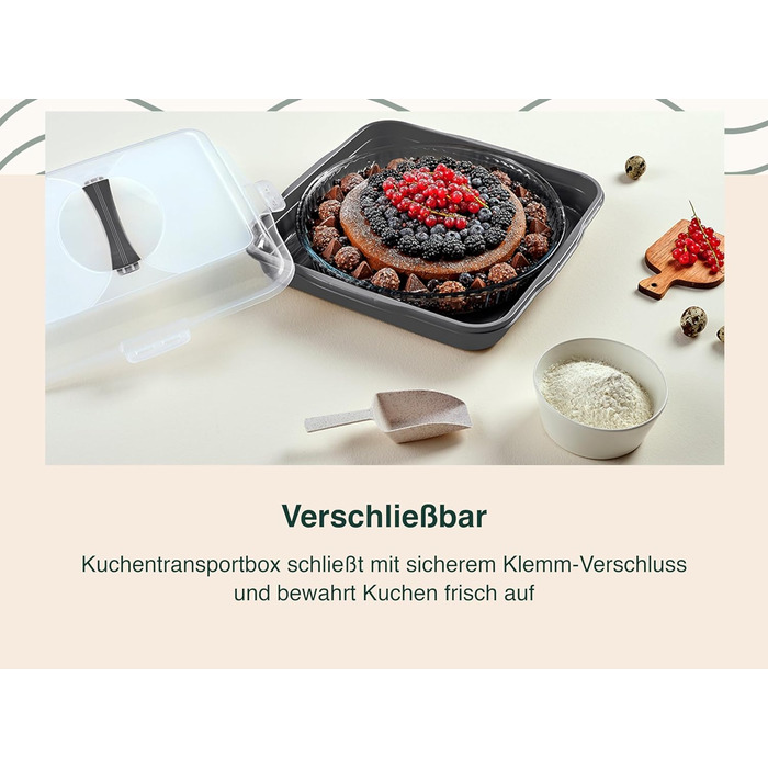 Коробка для транспортування торта з кришкою, капюшоном і ручкою. Коробка для зберігання, контейнер для торта, тарілка для торта, контейнер для торта, коробка для торта, тарілка для торта, начинка для торта, дзвіночок для торта - (темно-зелений, квадратний