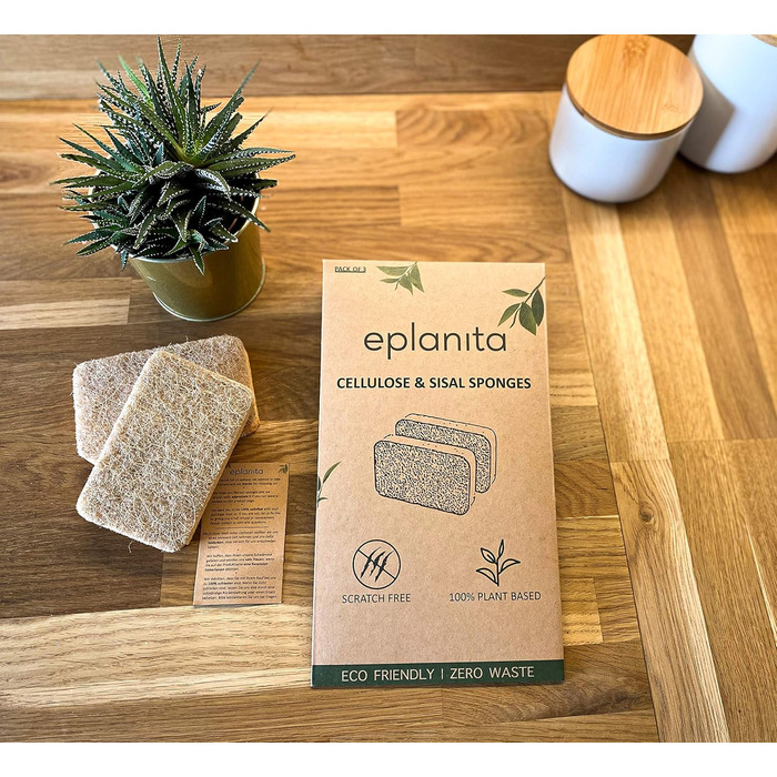 Набір натуральна целюлозна губка та сизалева губка 3 шт eplanita