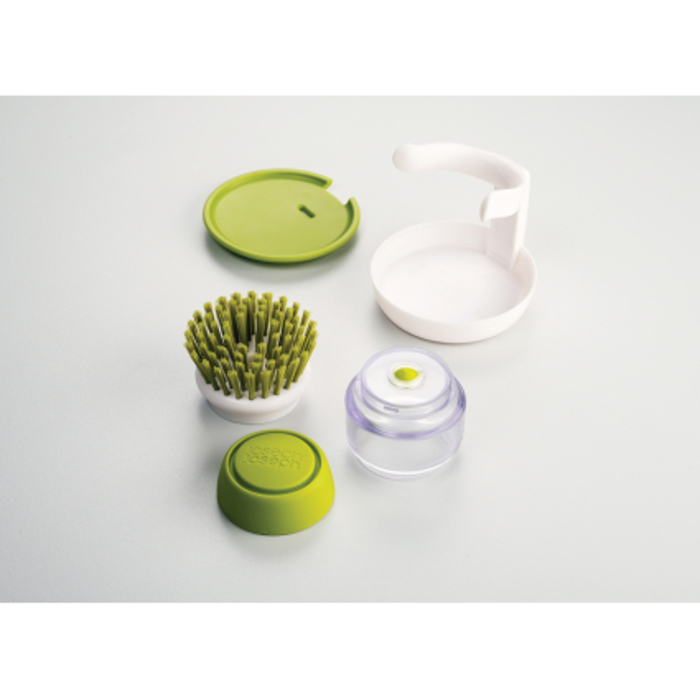 Щітка для миття посуду з дозатором, 9 х 13,5 х 9 см, білий / зелений, Palm Scrub Joseph Joseph