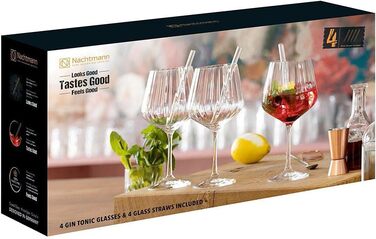 Набір з 4 келихів для джин-тоніка 640 мл з трубочками, Tastes Good Nachtmann
