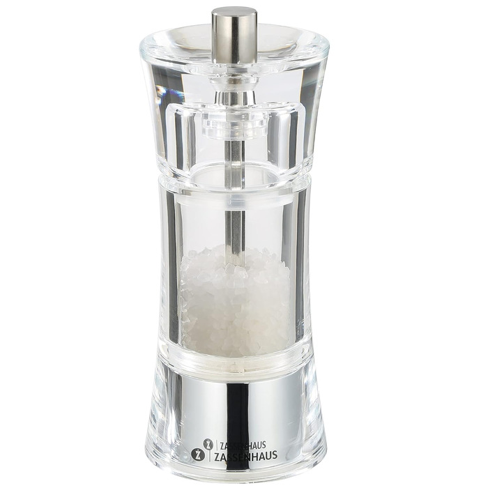 Набор мельниц для перца и соли Zassenhaus AACHEN, для самостоятельного наполнения, Ø 5,8 см H 14 см, акриловая емкость, керамическая мельница, мельница для специй, а также для других специй