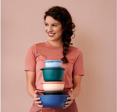 Круглий набір з 3 предметів Cirqula з кількох лотків - Банки для зберігання з кришкою - Підходить як ящик для зберігання, холодильник, морозильна камера та посуд для мікрохвильової печі - 350 мл, 750 мл і 1250 мл - (Nordic White, набір 4 шт. и (350, 750, 