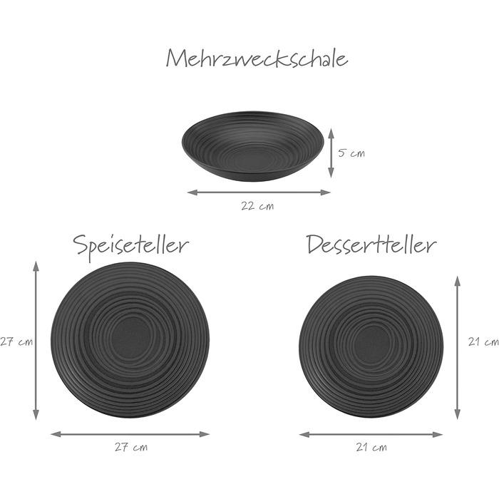Набір тарілок на 4 персони, 12 предметів, Lava Stone Creatable