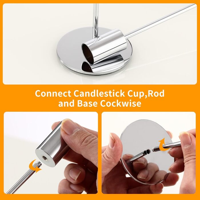 Набір із 6 свічників, канделябри-свічки 33/28/23 см, високі свічники, декоративні вінтажні металеві свічники для святкування днів народження, річниць, весіль, декору дому (чорний) Чорний 6 шт. (срібний 6 шт. )