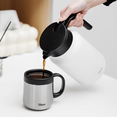 Термоглечик для кави 1,5 л з нержавіючої сталі, білий Tiken