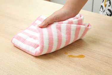 Набір з 8 кухонних рушників з мікрофібри, супервбираючих, мяких і товстих кухонних рушників, в клітинку з петлями для підвішування, 65 х 45 см, (рожевий)