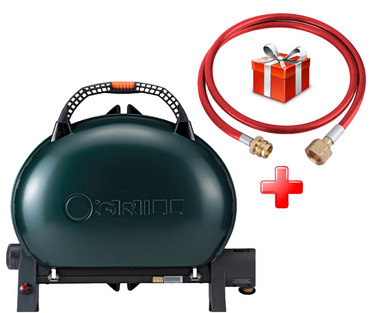 КОМПЛЕКТ Портативный переносной газовый гриль O-GRILL 500, зеленый+шланг в подарок! Код: 013367