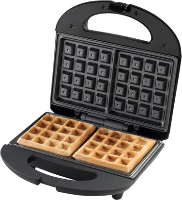 Брюссельська вафельниця Bestron в ретро-дизайні, вафельниця на 2 бельгійські вафлі, з антипригарним покриттям і лампою для випічки, 700 Вт, колір (чорний матовий)
