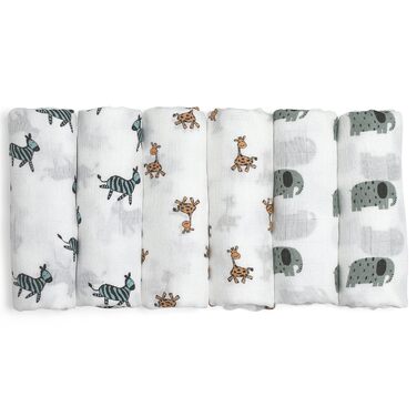 Муслінові серветки GLLQUEN для немовлят, 6 шт. бавовняних серветок для відрижки, 70 см x 70 см, абсорбуючі та дихаючі, ідеально підходять для очищення, витирання та покриття новонароджених (тваринки, 6 шт.)