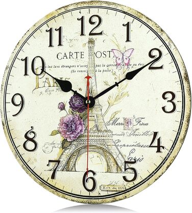 Безшумний настінний годинник 30 см (Ейфелева вежа) Lafocuse