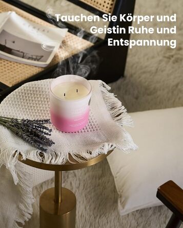 Ароматичні свічки M&SENSE Сосна та кедр у банці, велика соєва свічка 400 г з двома гнітами, час горіння 80 годин, ароматерапевтична свічка для йоги, спа та медитації. Подарунок для дівчини, дружини чи матері. Сосна та кедр (лічі, вишня та троянда)