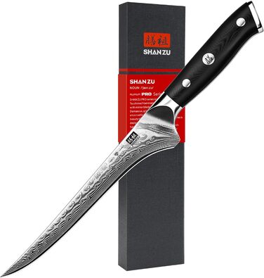 Филейный нож 18 см, дамасская сталь PRO SHAN ZU
