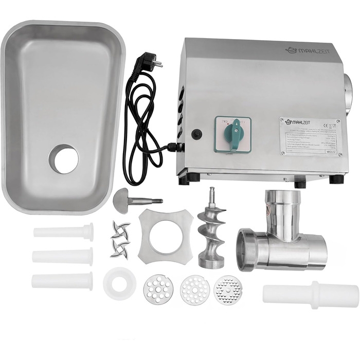 М'ясорубка професійна 750 Вт з насадками для ковбаси Mahlzeit