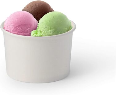 Картонні стаканчики для морозива 400 мл - Одноразові стаканчики без пластику та біорозкладні - Десертні миски на винос (білі, 200 мл (50 шт. )), 50 шт.