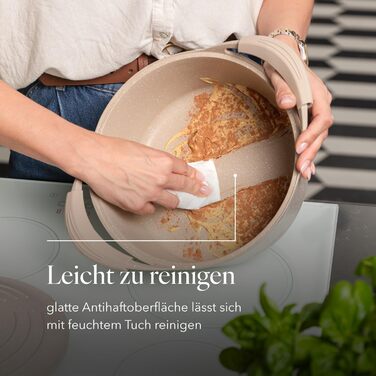 Алюмінієва каструля FLORINA 16 см 1,6 л Підходить для індукції Керамічне покриття, стійке до подряпин М&39яка ручка під дерево Термостійка Для всіх варильних поверхонь Легко миється (OSLO, 4,3 л - 24 см)