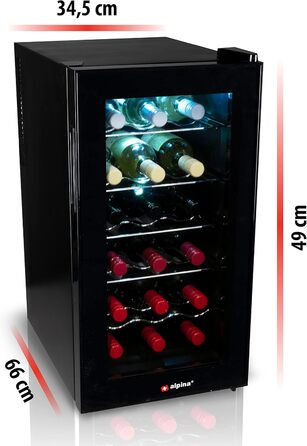 Винний холодильник до 18 пляшок чорний alpina