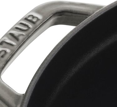 Чавунна жаровня/кокотниця STAUB, кругла, 8,35 л, функція Ароматичний дощ для оптимального зволоження, для всіх типів плит, в т.ч. індукційних та духових, (графітовий сірий, 18 см)