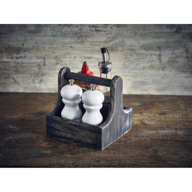 Держатель столовых приборов, акация 15 x 15 x 15,3 см, черный, GenWare