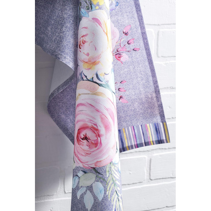 Набір з 3 багатоцільових кухонних рушників Maison d&39 Hermine Rural Christmas, 100 бавовна Барні рушники День подяки/Різдво (50 см x 70 см) (Солодка троянда-лаванда - Пишні лавандові троянди)