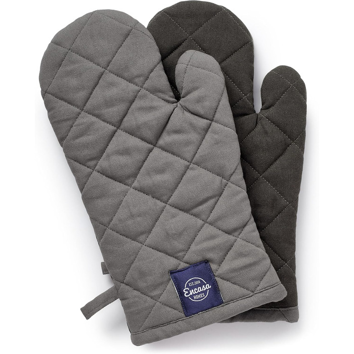 Рукавички для кухні Encasa Homes Extra Long для духовки та мікрохвильової печі (2 шт.) - Силіконові, сріблясті, термостійкі - Захищають руки від гарячого обладнання - (18 x 30 см, сірі)