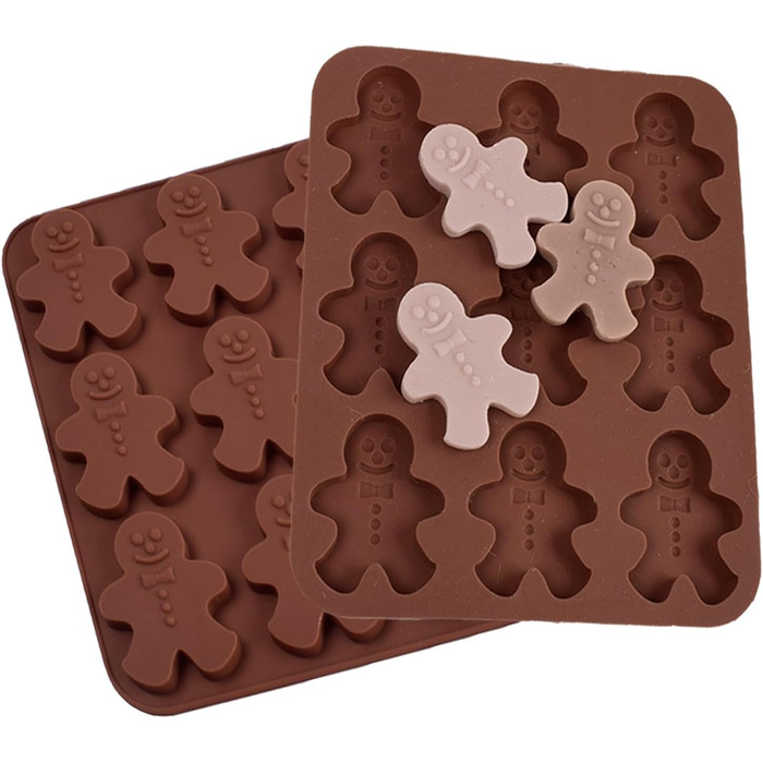 Ультратонка форма для шоколаду у формі пряникового чоловічка, різдвяна силіконова форма для випічки, антипригарна, харчовий силікон, для шоколаду, цукерок, печива, товщина лише 0,6 см, 2
