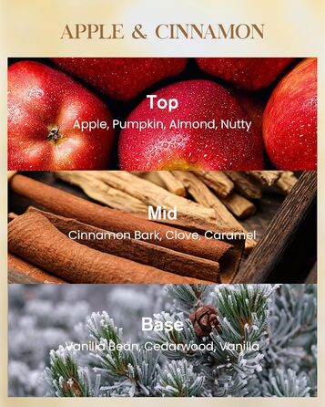 Ароматична свічка M&SENSE надзвичайно велика, час горіння 150 годин, натуральна ароматерапевтична свічка з 3 гнітами, сильний аромат, тривале горіння, подарункова свічка та прикраса для дому, подарунки для жінок (990 г, яблуко-кориця червона)