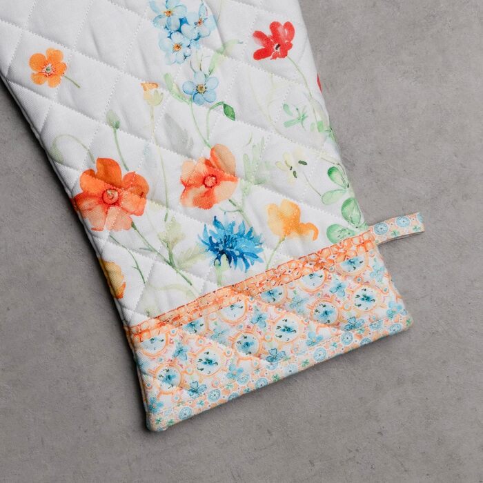 Рукавички для духовки Maison d&39 Hermine, Прихватки для каструль, 100 бавовна, термостійкі кухонні рукавички, рукавички для духовки (19 x 33 см) та прихватки для каструль (20 x 20 см) для приготування їжі, Morzine - Рукавички для духовки (19 x 33 см) та 