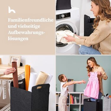 Кошики для зберігання, сумісні з IKEA KALLAX Shelf - Кошик для зберігання деревини Small Anthracite - Коробка для зберігання Полиця Кошик для зберігання - Паперовий ящик Кошик з фетру Складний кошик для білизни (75 л, темно-сірий)