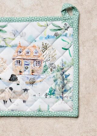 Рукавички для духовки Maison d&39 Hermine, підставки для каструль, 100 бавовна, термостійкі кухонні рукавички, рукавички для духовки (19 см x 33 см) та підставки для каструль (20 см x 20 см) для приготування їжі, Morzine - Рукавички для духовки на День по