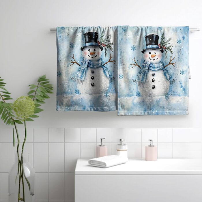 Різдвяні кухонні рушники Kwlegh, рушник для рук, різдвяна ялинка, цукерка-тростина, сніжинка, рушник для пальців, набір з 2 шт. , милий чоловічий банний рушник, високопоглинаючі рушники, 36 x (різдвяний сніговик)