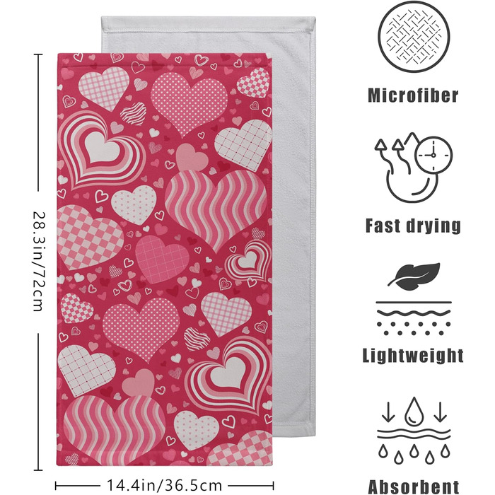 Різдвяні кухонні рушники Kwlegh, рушник для рук, різдвяна ялинка, цукерка-тростина, сніжинка, рушник для пальців, набір з 2 шт. , милий чоловічий банний рушник, високопоглинаючі рушники, 36 x (рожеві з сердечками)