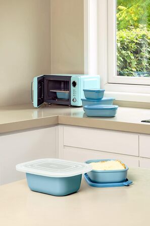 Прямокутний набір Cirqula Multi Bowl з 3 предметів - Банки для зберігання з кришкою - Підходить як ящик для зберігання, холодильник, морозильна камера та посуд для мікрохвильової печі - 750, 1500 і 3000 мл - (Vivid Mauve, набір 3 шт. и (500, 1000, 2000 мл