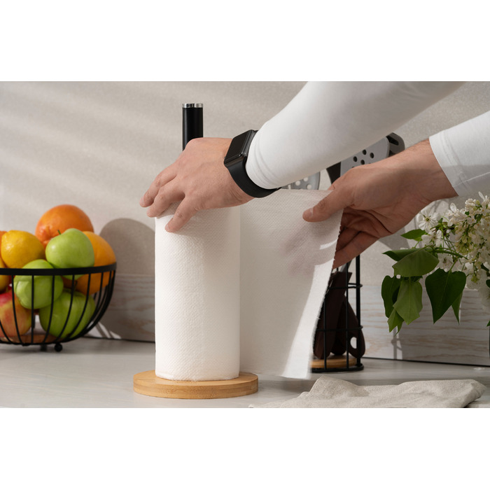 ARDESTO Тримач для паперових рушників Midori 15х34см, метал, бамбук, чорний