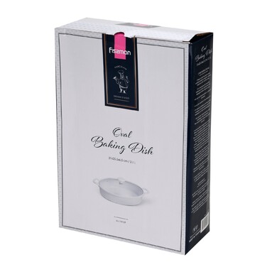 Овальна форма для запікання Fissman 31х25,5х6,5 см / 2,1 л зі скляною кришкою порцеляна (14159)