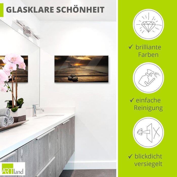 Настінний декор скляні картини настінна картина скляна картина цільна 40x40 см квадрат пляж море сонце карибський басейн природа пейзаж узбережжя схід сонця морський S7LE (Чорне море, 100Д x 50Ш см)