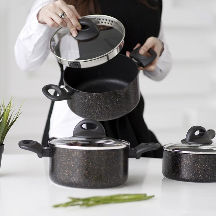 Кастрюля Fissman PROMO 24x11см/4,6л со ст. крышкой из индукц. Дном (14993)