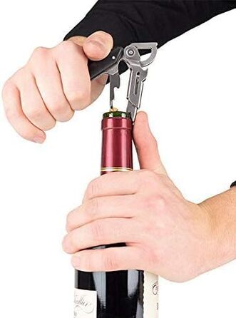 Штопор Peugeot з різаком для капсул, відкривачкою для пляшок і кріпильним кільцем, клавелін, нержавіюча сталь / ABS, 14 см, 200428