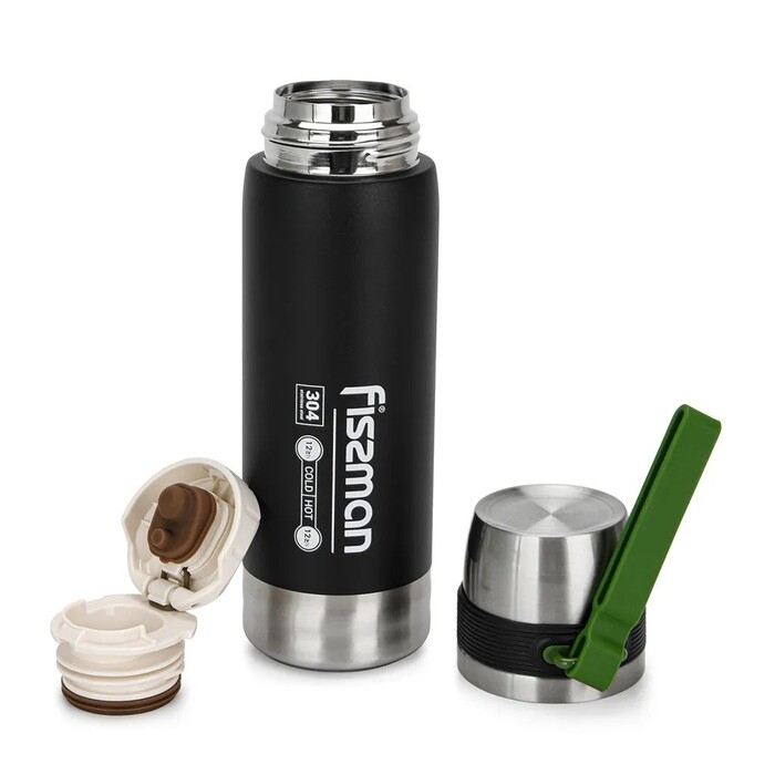 Термос Fissman 600 мл колір чорний нержавіюча сталь (9875)