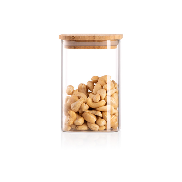 ARDESTO Midori Банка для хранения, 480 мл, стекло, бамбук, квадрат, прозрачный