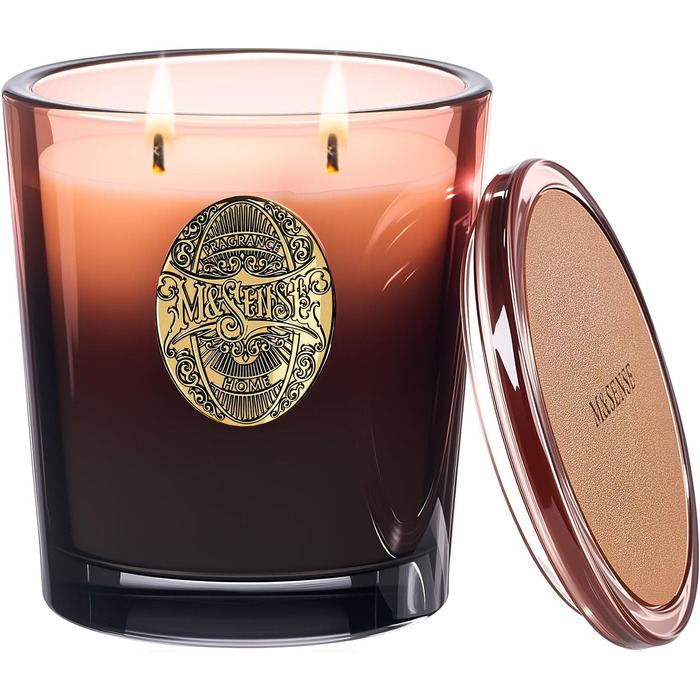 Ароматна свічка M&SENSE Лісова хатина, ароматичні свічки у склянці, натуральна соєва свічка, час горіння 55 годин, подарункові свічки для жінок та чоловіків, подарункова свічка (червоне дерево, сандалове дерево, 560 г)