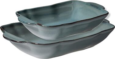 Серія Вера Каструлі з реактивною глазур'ю в наборі з 2 шт. , стійка до подряпин і порізів, прямокутна, блакитна, керамічна, 931846