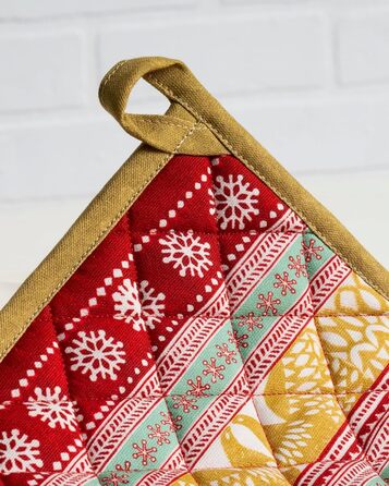 Рукавички для духовки Maison d&39 Hermine, підставки для каструль, 100 бавовна, термостійкі кухонні рукавички, рукавички для духовки (19 см x 33 см) та підставки для каструль (20 см x 20 см) для приготування їжі, Morzine - рукавички для духовки на День по