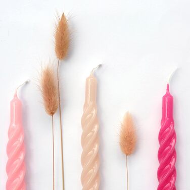 Свічки з крученим конусом, зроблені в Італії, доступні 25 кольорів, лаковані настільні свічки, спіральні свічки з тривалим часом горіння 5 годин, декоративні свічки, 6 шт. , 2,2 x 21 см (малина)