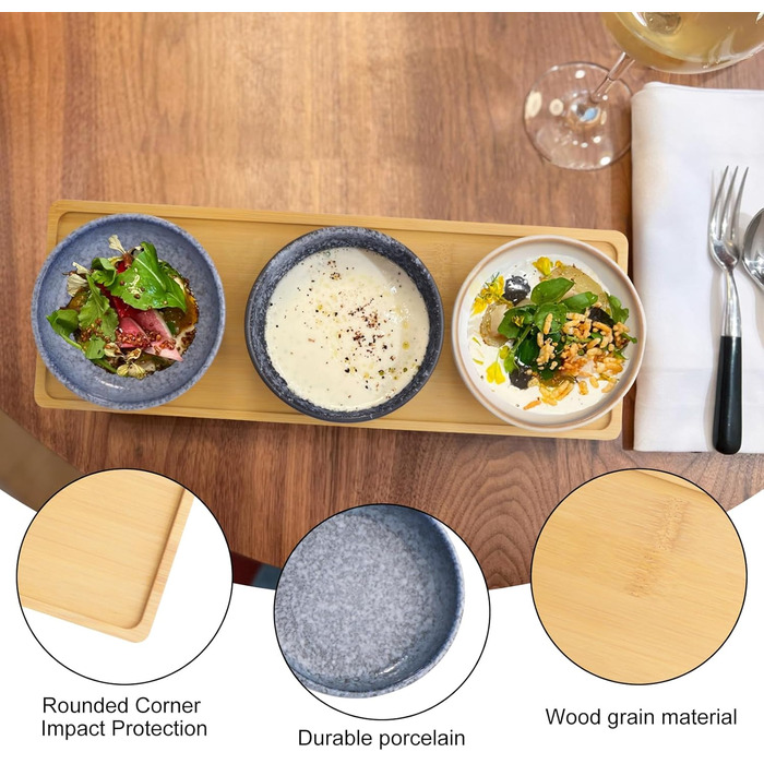 Набор из 3 мисок для соусов на деревянной подставке BouGPeng